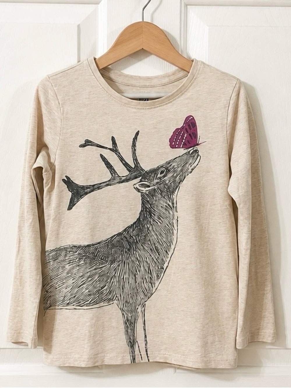 Tea Collection Girls Deer and Butterfly Long Sleeve Top - Size 6
